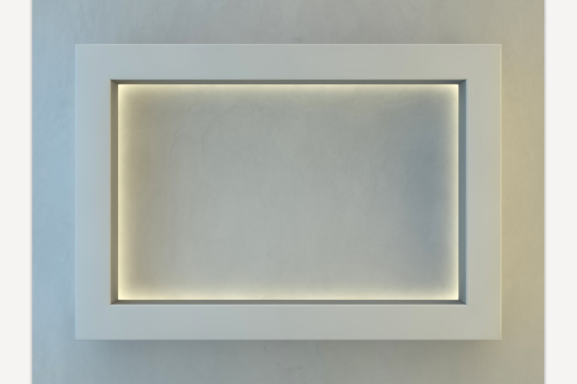 Frame on the wall with light lamps., a Household Mockup by 3D Graphics Shop