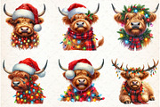 Cute Christmas Highland Cow Clipart, an Illustration by Libby Wishes (Thumbnail 3 of 7)