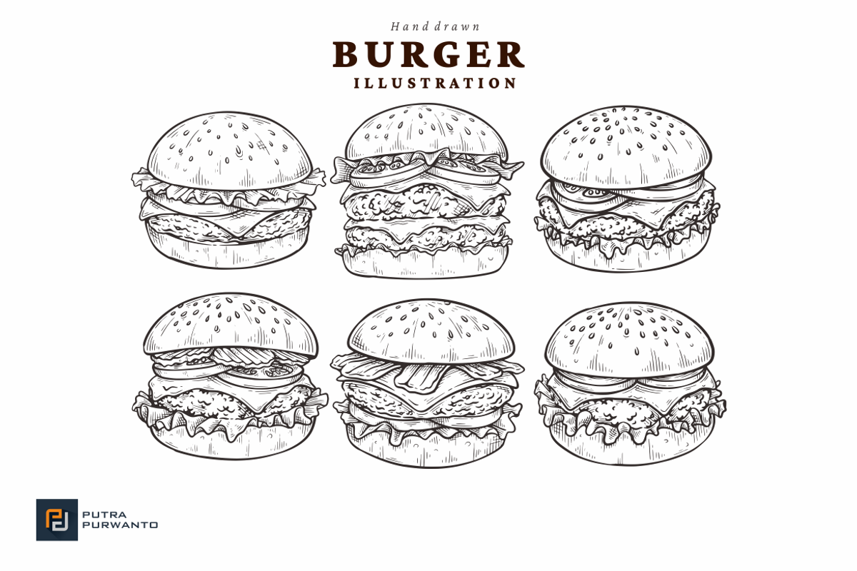 Hand Drawn Burger Illustration, a Food Illustration by putra_purwanto (Photo 2 of 2)