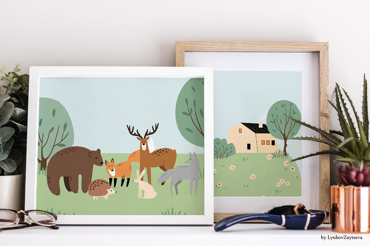 Forest Scenes Illustration Set, an Animal Illustration by LyubovZaytseva (Photo 4 of 5)