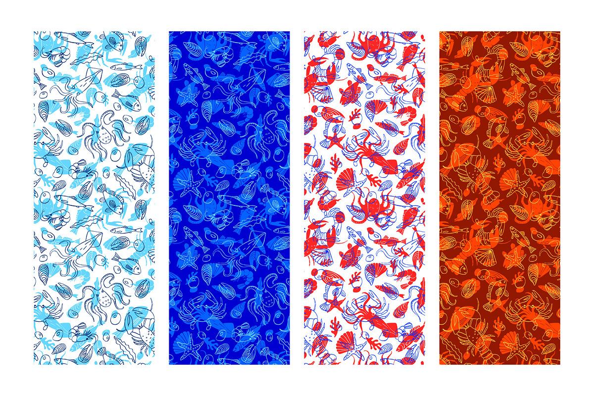 Seafood patterns, a Pattern Graphic by Hellgram (Photo 2 of 6)