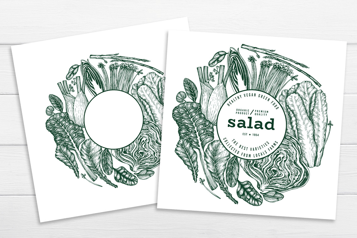 Green Salad Vector Collection, a Food Illustration by Lubov Illustrations Shop (Photo 5 of 7)