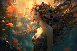 3D rendering of a beautiful mermaid, a Photo by Iftikhar Alam