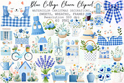 Blue Cottage Charm Clipart Set, an Illustration by Sublimation Artist (Thumbnail 1 of 6)