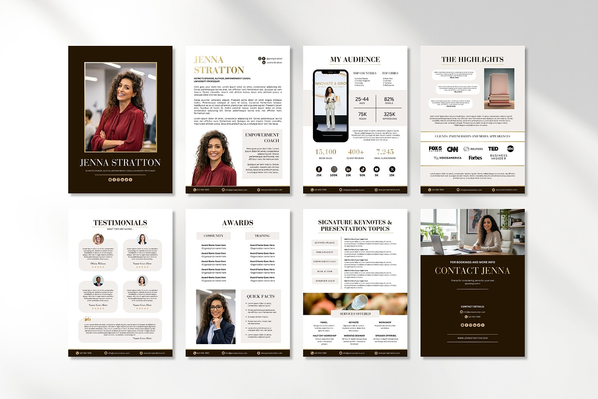 8‑Page Speaker Media Kit Template, a Marketing Template by Business Chic (Photo 2 of 5)