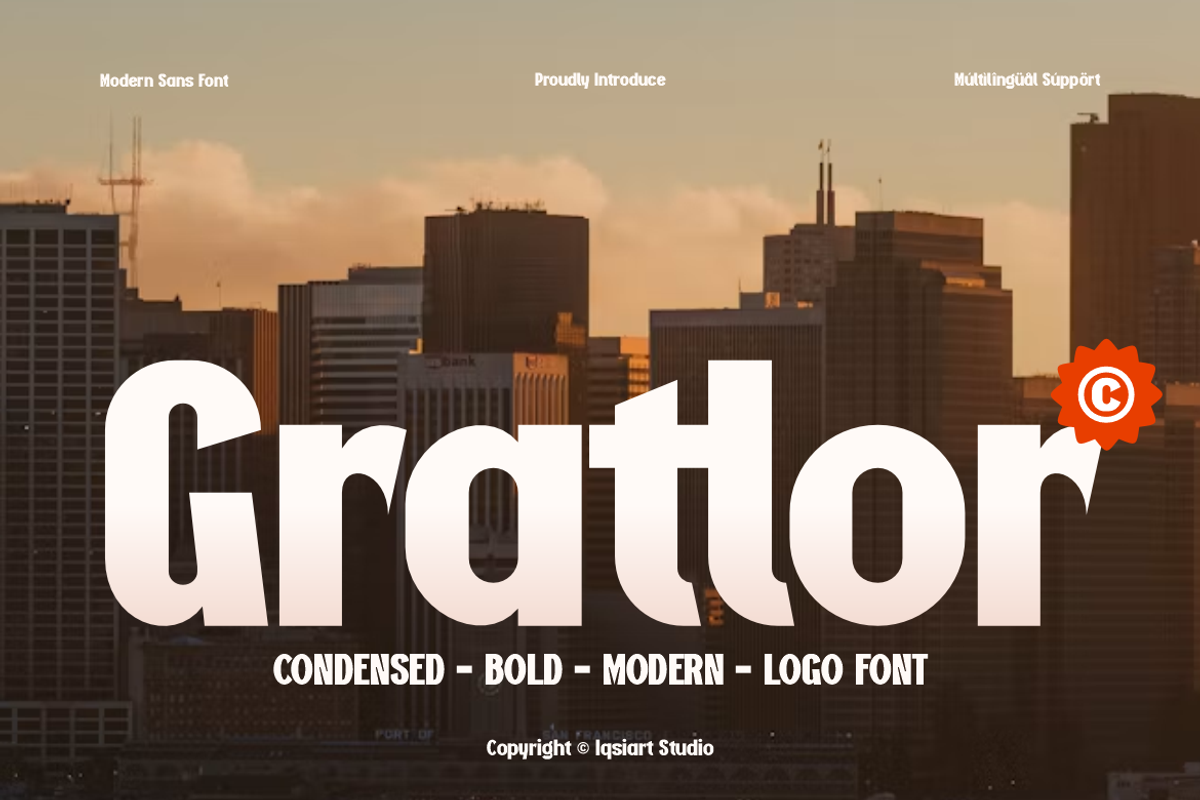 Gratlor - Bold Condensed Fonts, a Sans Serif Font by Iqsiart Studio (Photo 1 of 14)