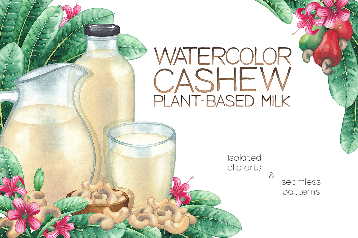 Watercolor cashew and milk, a Food Illustration by Ekaterina Glazkova (Photo 1 of 10)