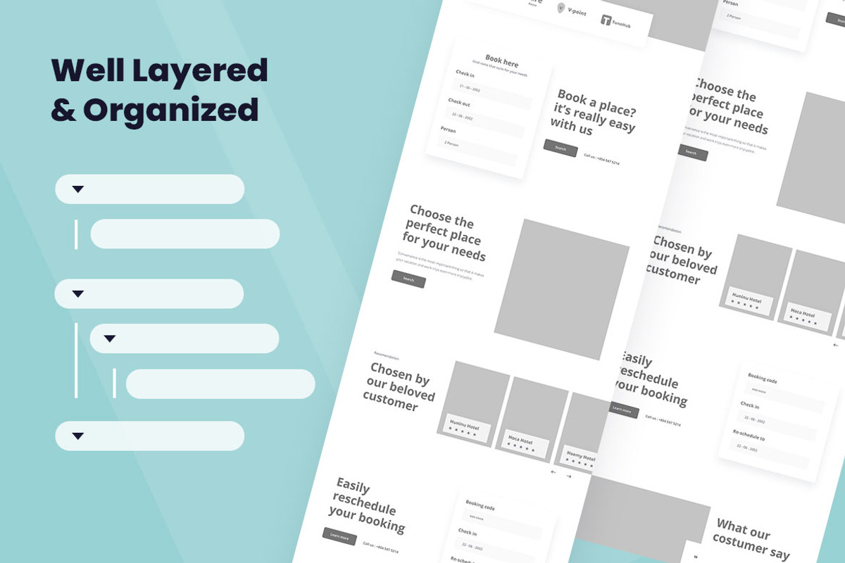 Hotel Booking Wireframe Website