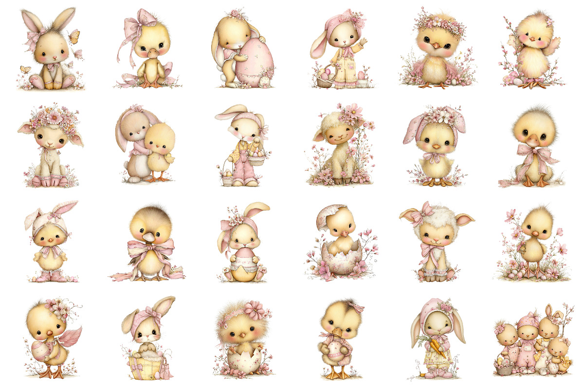 Whimsical Easter Animals Clipart, an Illustration by designcity5 (Photo 2 of 5)