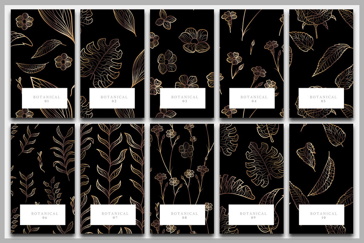 WOW Golden Botanical Patterns, a Pattern Graphic by AndrewPixel (Photo 3 of 7)