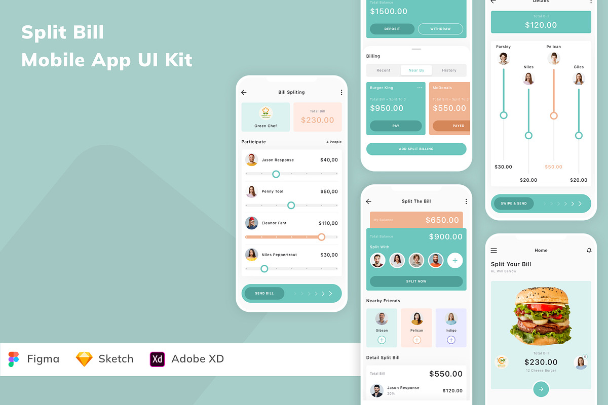 Split Bill Mobile App UI Kit, an UI Kit Template by Betush