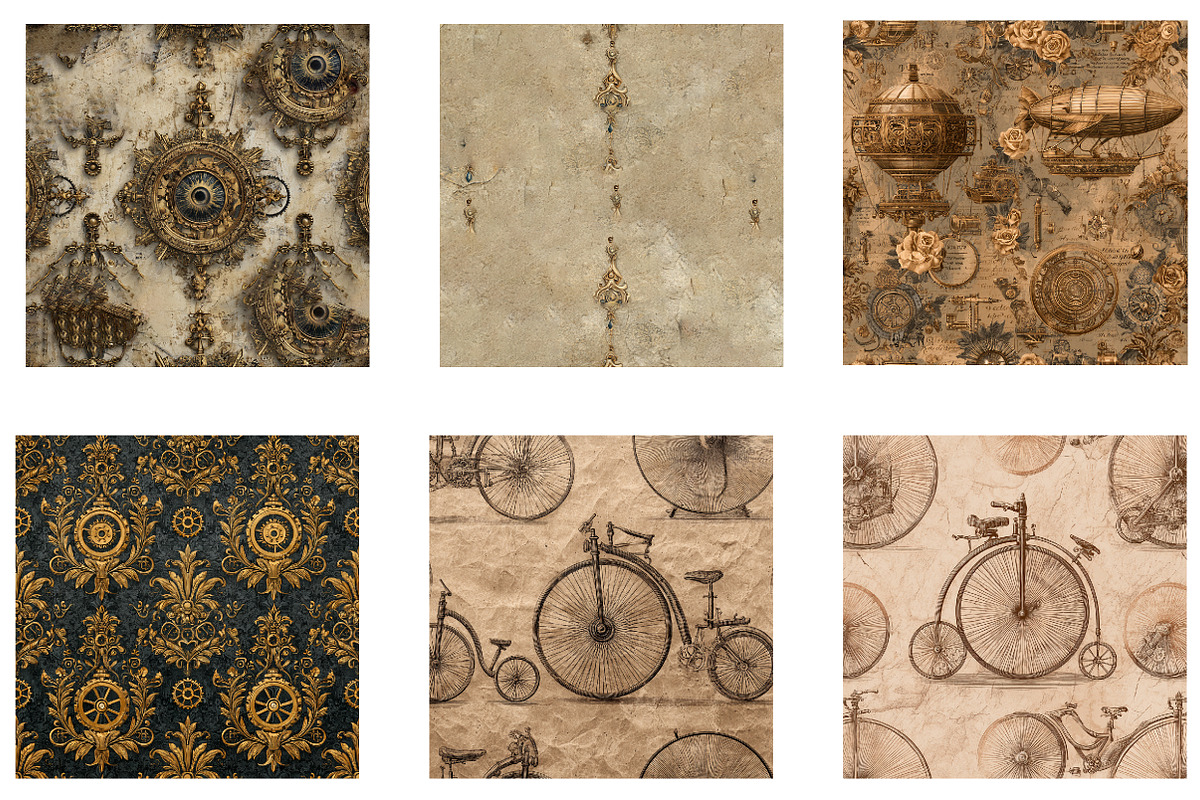 Steampunk Digital Papers, a Pattern Graphic by CreationArt (Photo 2 of 7)