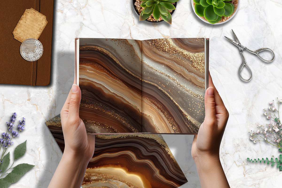 Golden Brown Agate Scrapbook Page, a Background Graphic by V Design Creator (Photo 2 of 12)