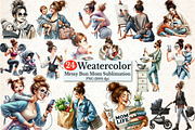 Mother's Day Messy Bun Mom Clipart, a Seasonal Illustration by Rose Art (Thumbnail 1 of 4)
