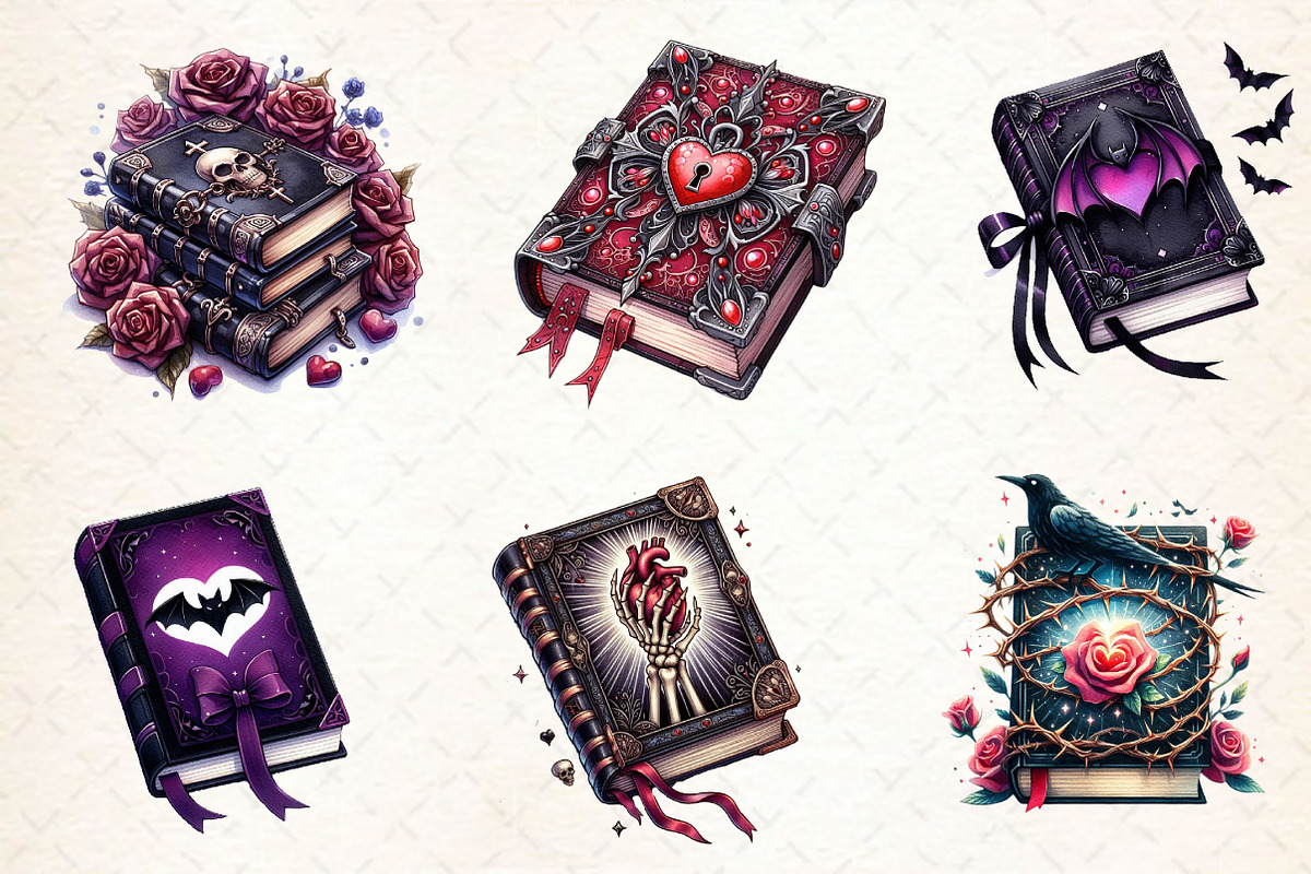 Gothic Valentine's Day Books Clipart, a Work Illustration by Dream Creation (Photo 4 of 5)