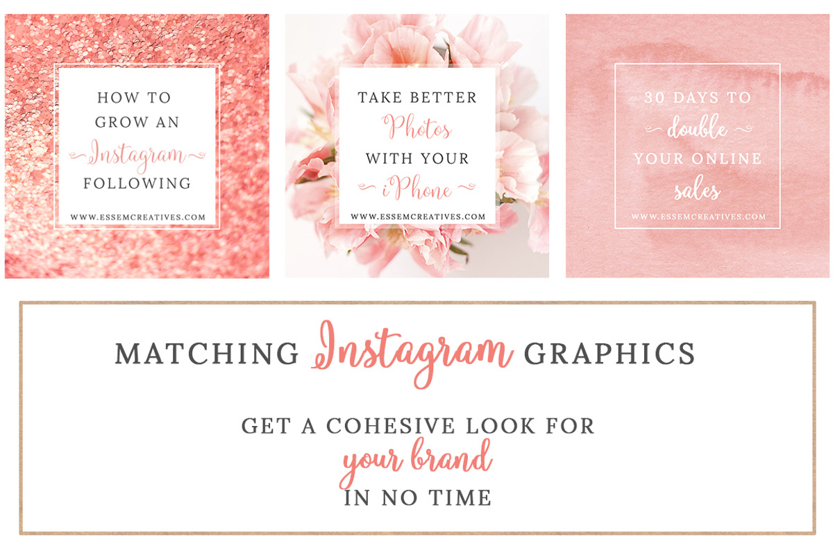 Pink Rose Gold Social Media Template, a Social Media Template by Essem Creatives (Photo 2 of 6)