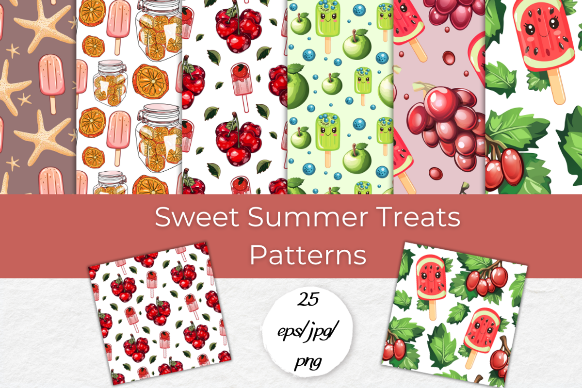 Sweet Summer Treats Patterns, a Graphic by InkyQueenArt (Photo 1 of 4)