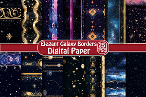 Elegant Galaxy Borders Pattern, an Illustration by DreamPrint404