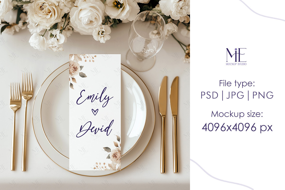4x9 Menu Card PSD, Wedding Program, a Mockup by Mie Mockup Studio (Photo 3 of 9)