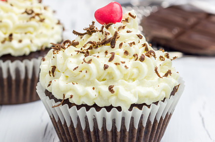 Chocolate cupcakes with ricotta cheese frosting, a Food & Drink Photo by iuliia_n