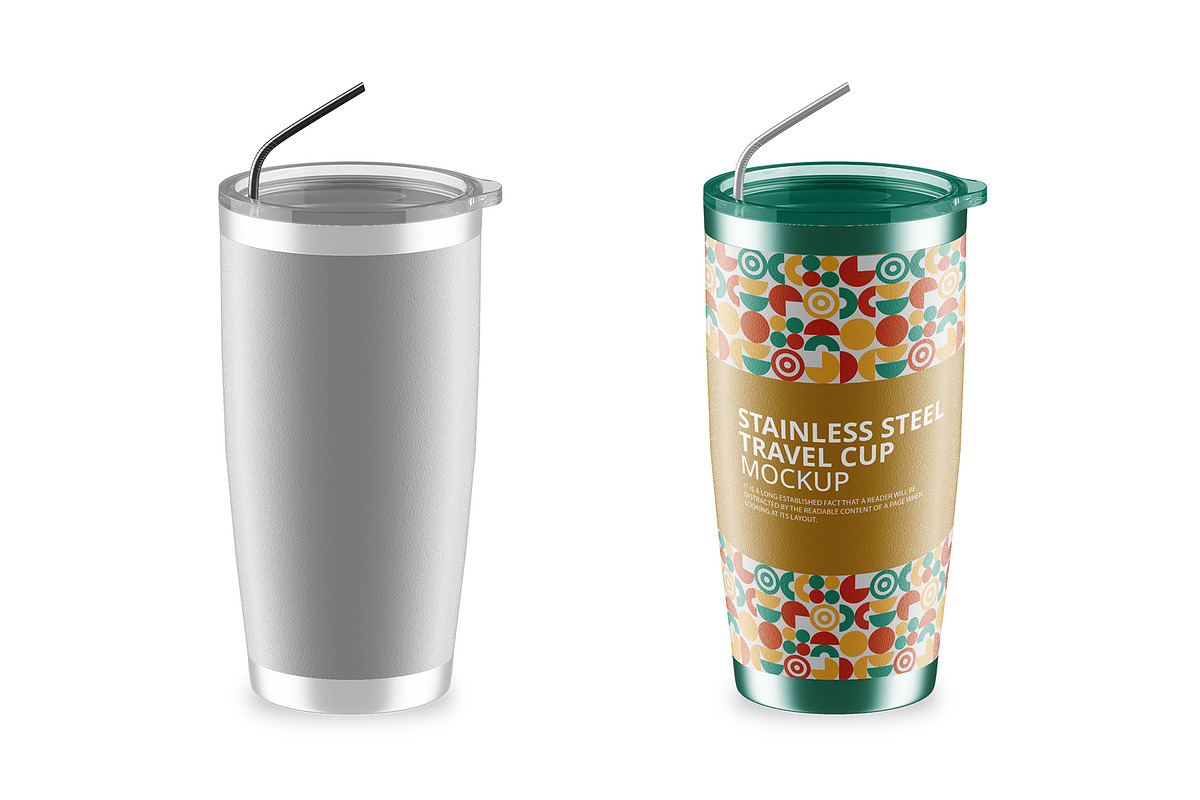Stainless Steel Travel Cup Mockup, a Cups & Container Mockup by Mockupfit (Photo 1 of 2)