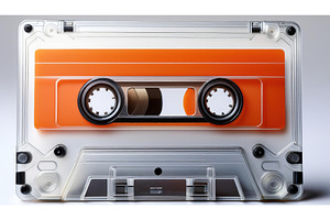A retro-style orange cassette tape, an Arts & Entertainment Photo by Igor Tichonow