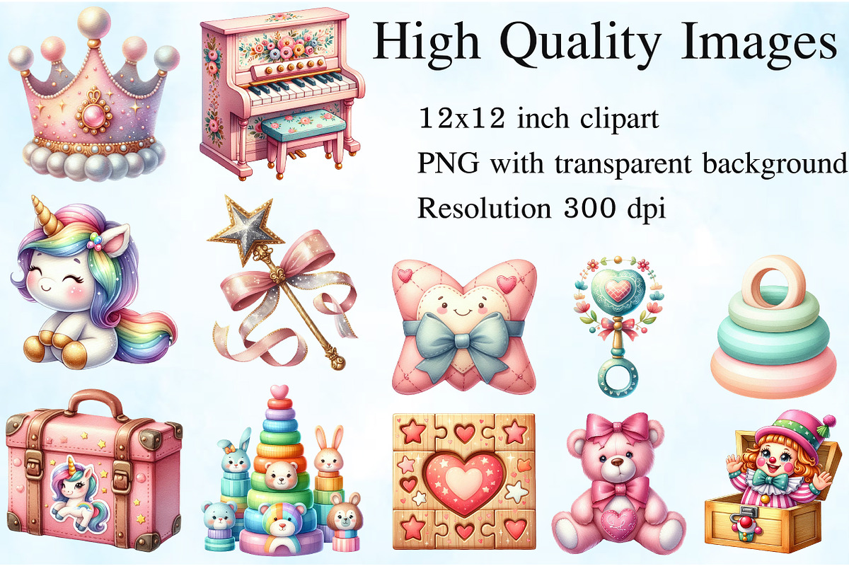 Little Girl Toys Clipart, an Illustration by Craft Nest (Photo 2 of 6)