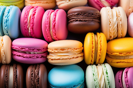 Colorful macarons dessert background, a Food & Drink Photo by AlyaAnd