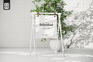 Metal A-Frame Sign Stand Mockup