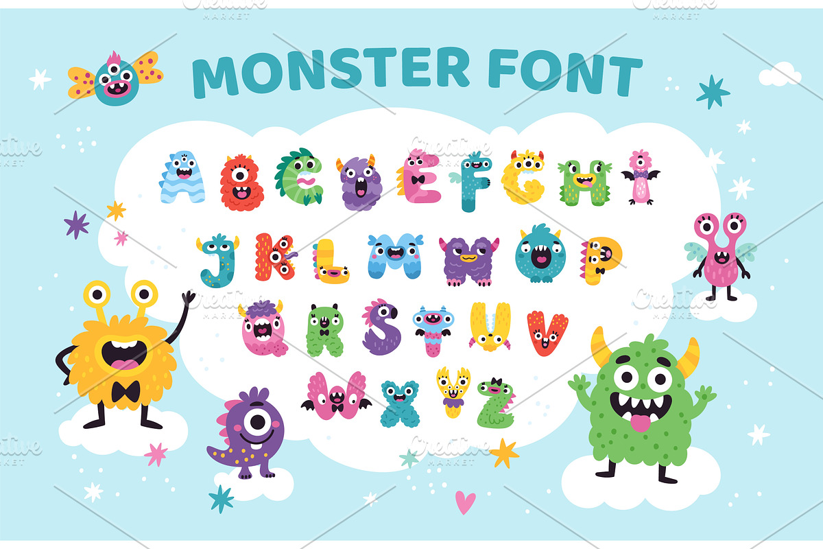 Cute monster alphabet. Funny color, an Animal Illustration by YummyBuum