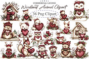 Valentine Woodland Animal Clipart, an Illustration by designcity5 (Thumbnail 1 of 5)