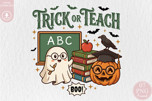 Trick or Teach Halloween PNG, a Seasonal Illustration by Rose Art