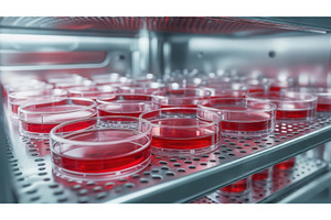 Laboratory petri dishes with red, a Technology Photo by tilialucida