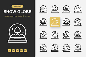 Snow Globe Outline Icons