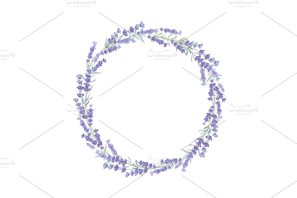 Lavender flowers wreath. Lavandula, an Object Illustration by Toltemara