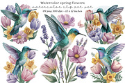 Watercolor spring flowers clipart, an Illustration by SinaCreation (Thumbnail 1 of 7)
