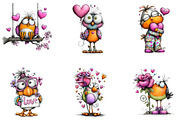 Whimsical Valentine Bird Clipart, an Illustration by CreationArt (Thumbnail 4 of 8)
