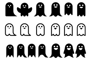 Spooky Ghost Vector Icons, an Outline Icon by Vectorium Studio