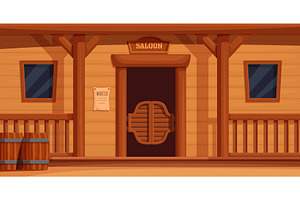 Saloon exterior. Western pub wooden, an Object Illustration by Stock-Smart-Start