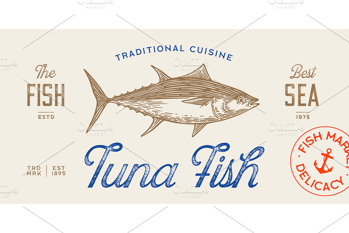 Tuna Fish, seafood, sketch, a Food Illustration by Foxys Graphic (Photo 3 of 3)