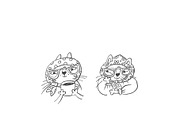 Babushka Cats – Funny Line Art, an Illustration by Anastasiya Klempach (Thumbnail 3 of 4)