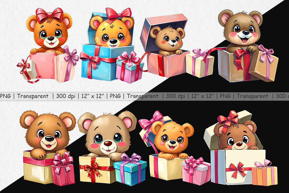 Bear Cub Clipart Gift, a Graphic by Artnoy (Photo 2 of 5)
