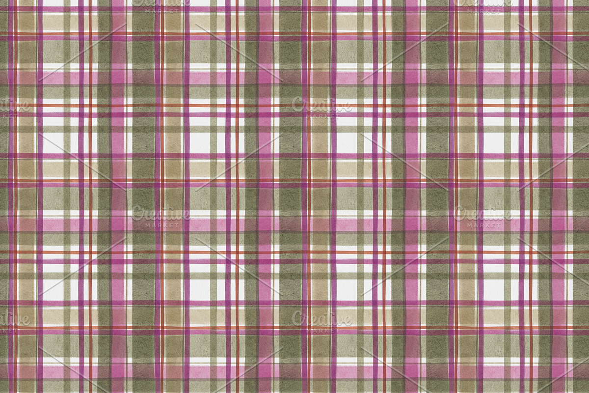 Watercolour Check. Seamless Patterns, a Pattern Graphic by Maria Budarkiewicz (Photo 6 of 10)