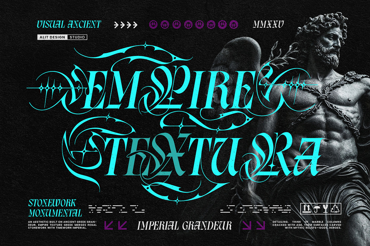 Vandals Blackstar Typeface, a Blackletter Font by alit design (Photo 7 of 20)