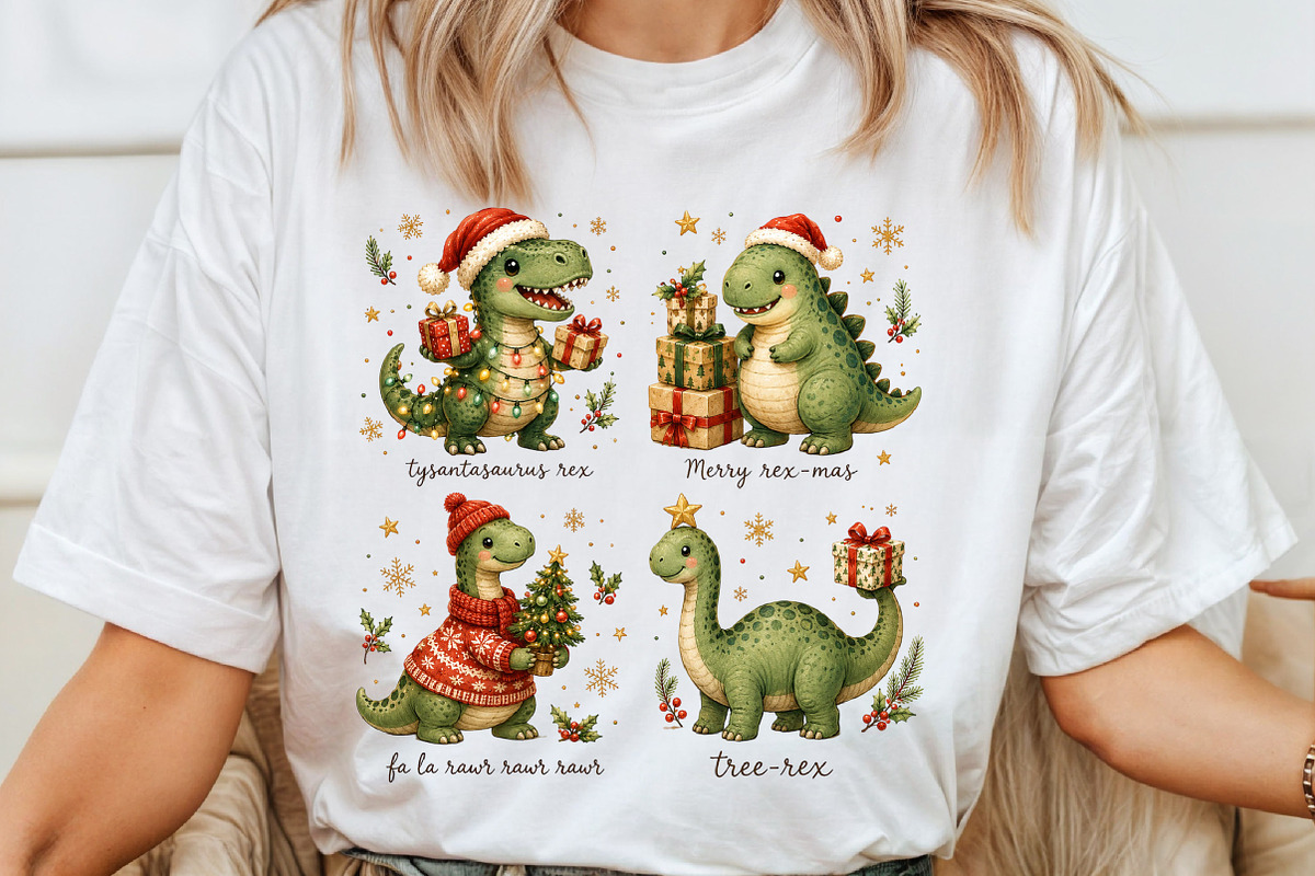 Dino Christmas PNG Sublimaton, a Seasonal Illustration by Sublimation Artist (Photo 4 of 9)