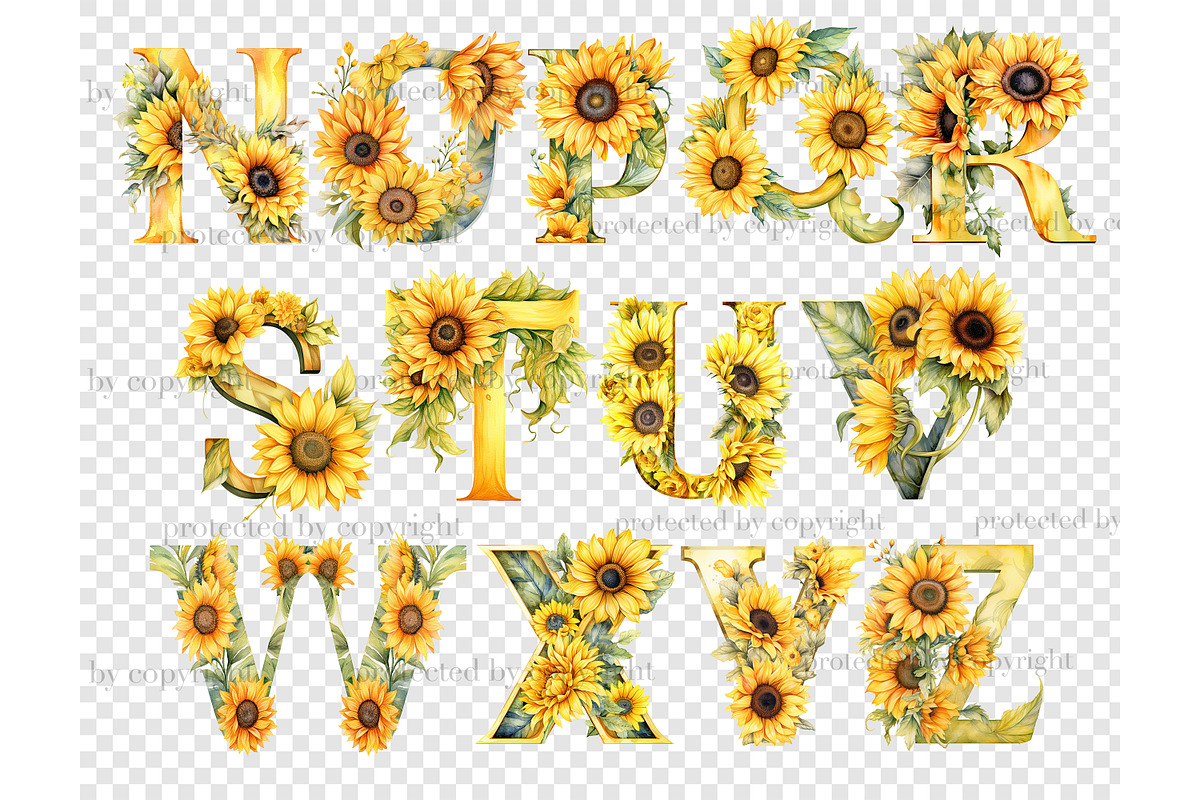 Sunflowers Alphabet | Yellow Letter, a Seasonal Illustration by GlamArtZhanna (Photo 5 of 5)