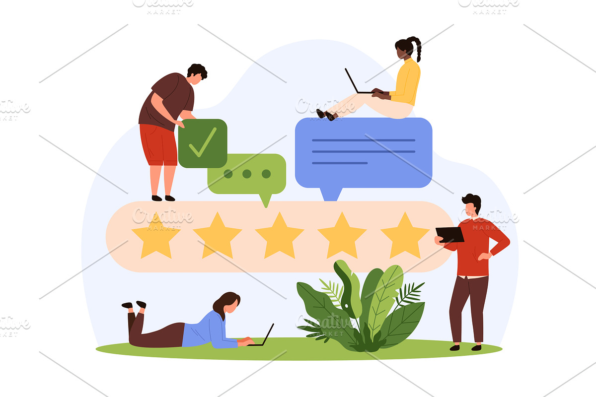 Customer reviews product service, an Object Illustration by Flashvector