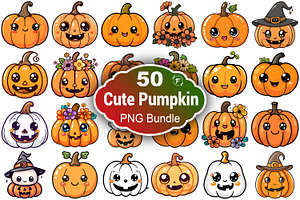Cute Pumpkin Clipart, a Seasonal Illustration by Forhadx5