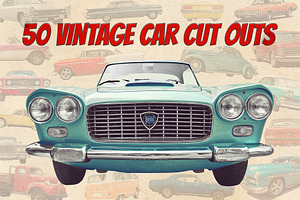 Vintage Collage Car Cut Outs Set