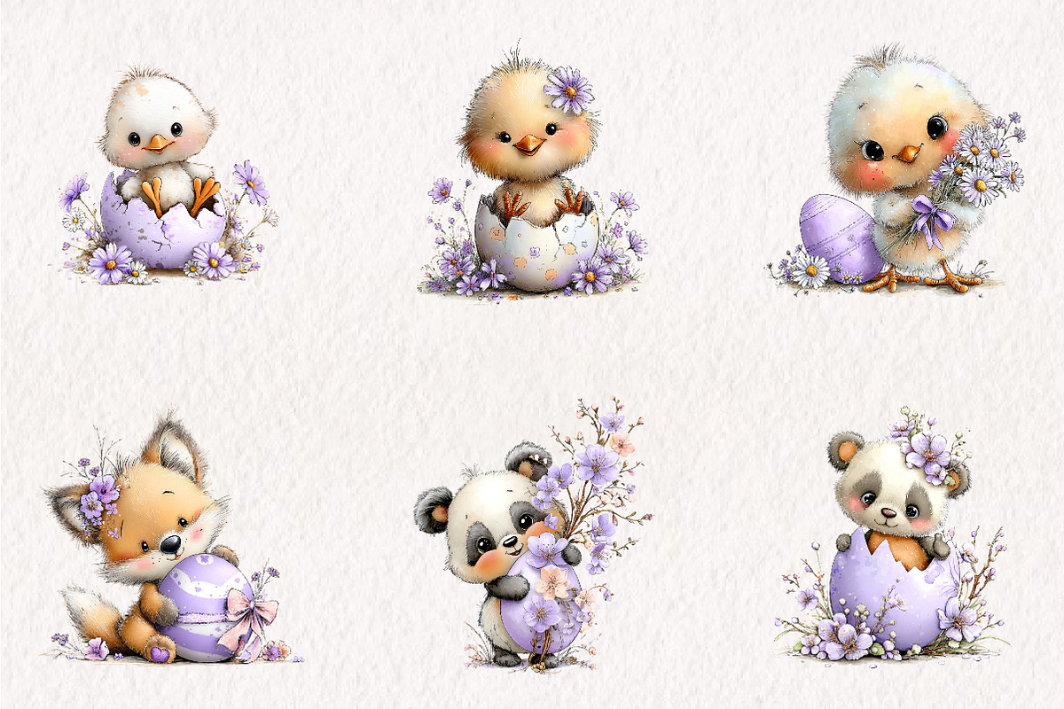 Whimsical Easter Animals Clipart, an Illustration by CreationArt (Photo 5 of 7)